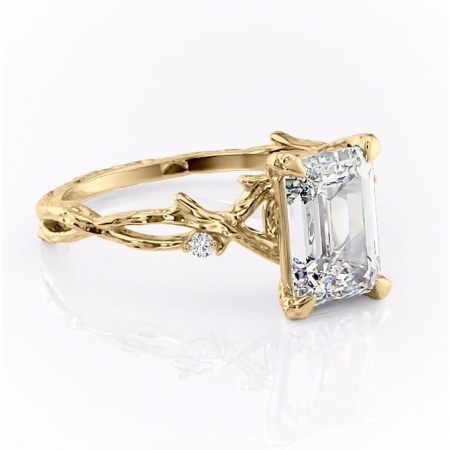 14K - Inel de logodnă Meliora din aur Galben 14kt cu moissanite tăietură smarald – Solitar rafinată pentru profil mediu | Personalizează și configurează gratuit online