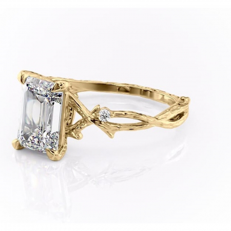 Inel de logodnă Meliora din aur Galben 14kt cu moissanite tăietură smarald – Solitar rafinată pentru profil mediu | Personalizează și configurează gratuit online [6]