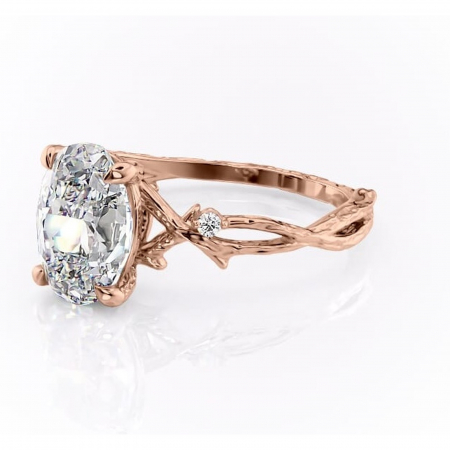 Inel de logodnă Meliora din aur Rose 14kt cu moissanite tăietură ovală – Solitar rafinată pentru profil mediu | Personalizează și configurează gratuit online [6]