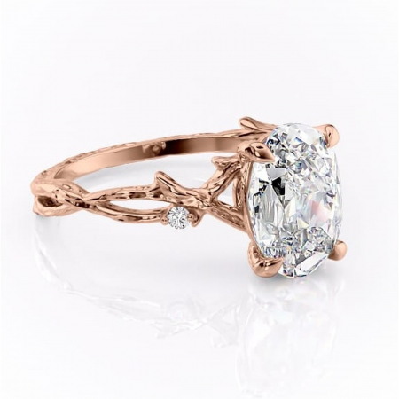 14K - Inel de logodnă Meliora din aur Rose 14kt cu moissanite tăietură ovală – Solitar rafinată pentru profil mediu | Personalizează și configurează gratuit online