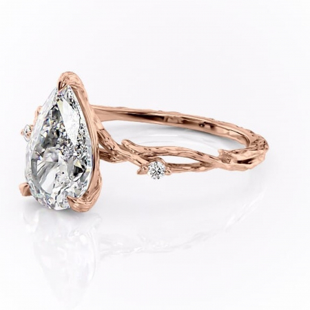 Inel de logodnă Meliora din aur Rose 14kt cu moissanite tăietură pară – Solitar rafinată pentru profil mediu | Personalizează și configurează gratuit online [6]