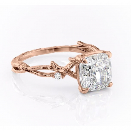 Aur roz - Inel de logodnă Meliora din aur Rose 18kt cu moissanite tăietură pernă – Solitar rafinată pentru profil mediu | Personalizează și configurează gratuit online