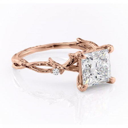 Princess - Inel de logodnă Meliora din aur Rose 18kt cu moissanite tăietură princess – Solitar rafinată pentru profil mediu | Personalizează și configurează gratuit online