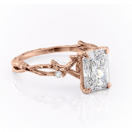 18K - Inel de logodnă Meliora din aur Rose 18kt cu moissanite tăietură radiantă – Solitar rafinată pentru profil mediu | Personalizează și configurează gratuit online