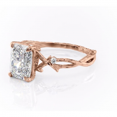 Inel de logodnă Meliora din aur Rose 14kt cu moissanite tăietură radiantă – Solitar rafinată pentru profil mediu | Personalizează și configurează gratuit online [6]