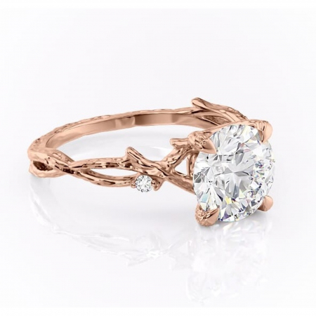 Aur roz - Inel de logodnă Meliora din aur Rose 14kt cu moissanite tăietură rotundă – Solitar rafinată pentru profil mediu | Personalizează și configurează gratuit online