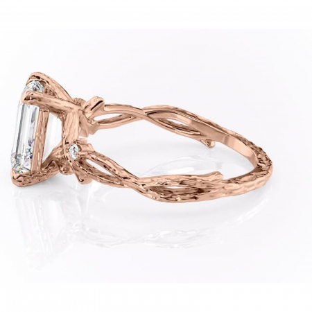 Inel de logodnă Meliora din aur Rose 18kt cu moissanite tăietură smarald – Solitar rafinată pentru profil mediu | Personalizează și configurează gratuit online [5]