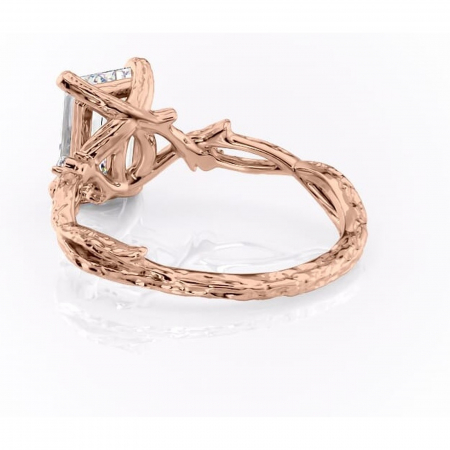 Inel de logodnă Meliora din aur Rose 18kt cu moissanite tăietură smarald – Solitar rafinată pentru profil mediu | Personalizează și configurează gratuit online [3]