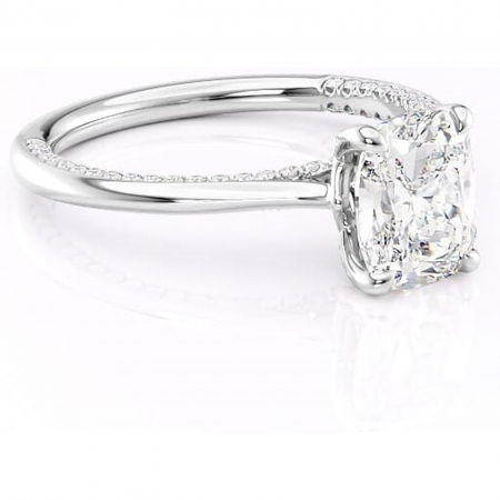 Pernă alungită - Inel de logodnă Mila din aur Alb 14kt cu moissanite tăietură asscher – Solitar rafinată pentru profil înalt | Personalizează și configurează gratuit online