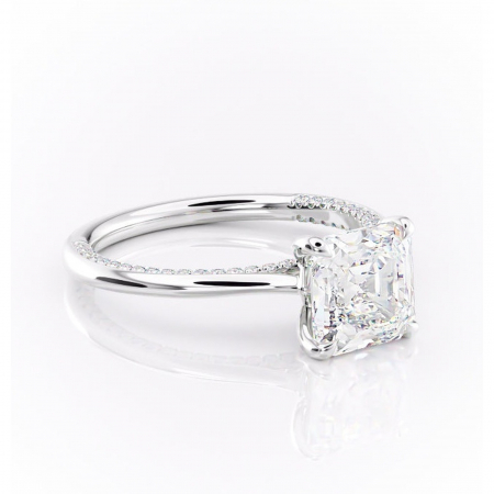 Asscher - Inel de logodnă Mila din aur Alb 14kt cu moissanite tăietură asscher – Solitar rafinată pentru profil înalt | Personalizează și configurează gratuit online