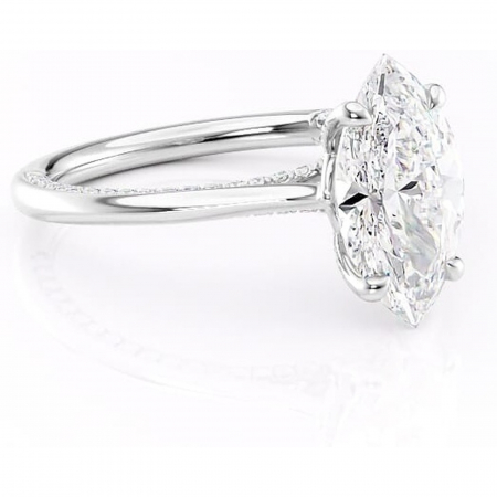 Marquise - Inel de logodnă Mila din aur Alb 14kt cu moissanite tăietură marquise – Solitar rafinată pentru profil înalt | Personalizează și configurează gratuit online