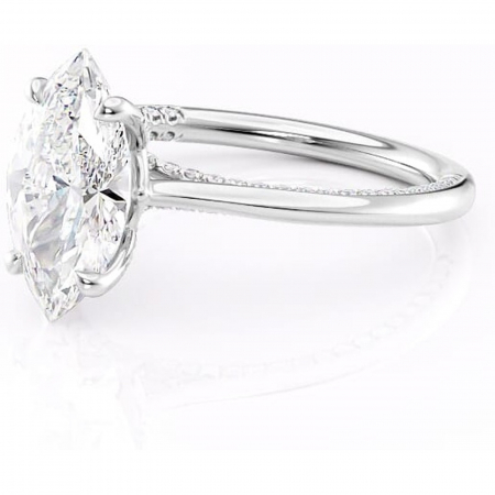 Inel de logodnă Mila din aur Alb 14kt cu moissanite tăietură marquise – Solitar rafinată pentru profil înalt | Personalizează și configurează gratuit online [6]