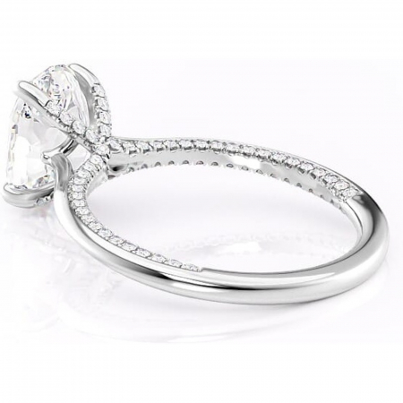 Inel de logodnă Mila din aur Alb 14kt cu moissanite tăietură ovală – Solitar rafinată pentru profil înalt | Personalizează și configurează gratuit online [4]
