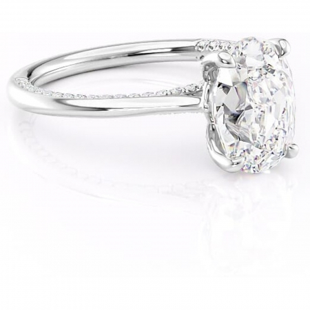 14K - Inel de logodnă Mila din aur Alb 14kt cu moissanite tăietură ovală – Solitar rafinată pentru profil înalt | Personalizează și configurează gratuit online