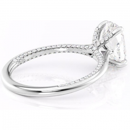 Inel de logodnă Mila din aur Alb 14kt cu moissanite tăietură ovală – Solitar rafinată pentru profil înalt | Personalizează și configurează gratuit online [2]