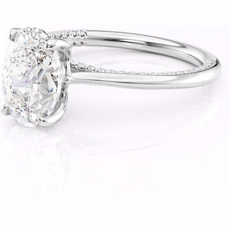 Inel de logodnă Mila din aur Alb 14kt cu moissanite tăietură ovală – Solitar rafinată pentru profil înalt | Personalizează și configurează gratuit online [6]