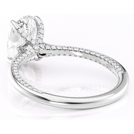 Inel de logodnă Mila din aur Alb 14kt cu moissanite tăietură ovală – Solitar rafinată pentru profil înalt | Personalizează și configurează gratuit online [3]