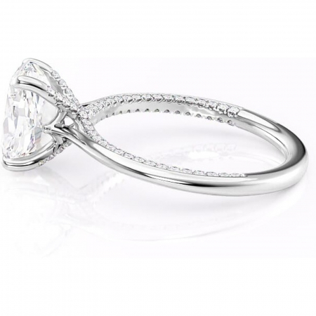 Inel de logodnă Mila din aur Alb 14kt cu moissanite tăietură ovală – Solitar rafinată pentru profil înalt | Personalizează și configurează gratuit online [5]