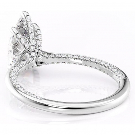 Inel de logodnă Mila din aur Alb 14kt cu moissanite tăietură pară – Solitar rafinată pentru profil înalt | Personalizează și configurează gratuit online [3]