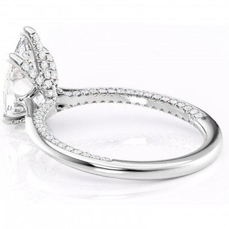 Inel de logodnă Mila din aur Alb 14kt cu moissanite tăietură pară – Solitar rafinată pentru profil înalt | Personalizează și configurează gratuit online [4]