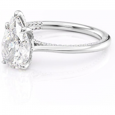 Inel de logodnă Mila din aur Alb 14kt cu moissanite tăietură pară – Solitar rafinată pentru profil înalt | Personalizează și configurează gratuit online [6]