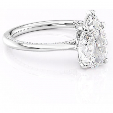 Aur alb - Inel de logodnă Mila din aur Alb 18kt cu moissanite tăietură pară – Solitar rafinată pentru profil înalt | Personalizează și configurează gratuit online