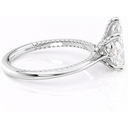 Inel de logodnă Mila din aur Alb 14kt cu moissanite tăietură pară – Solitar rafinată pentru profil înalt | Personalizează și configurează gratuit online [1]