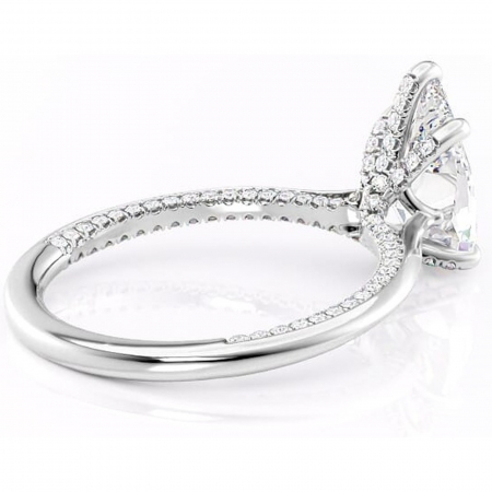 Inel de logodnă Mila din aur Alb 14kt cu moissanite tăietură pară – Solitar rafinată pentru profil înalt | Personalizează și configurează gratuit online [2]