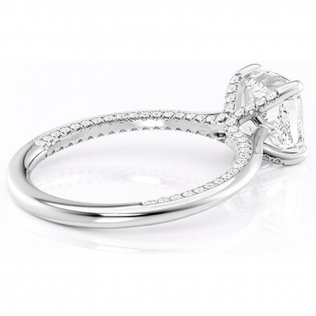 Inel de logodnă Mila din aur Alb 14kt cu moissanite tăietură pernă – Solitar rafinată pentru profil înalt | Personalizează și configurează gratuit online [2]