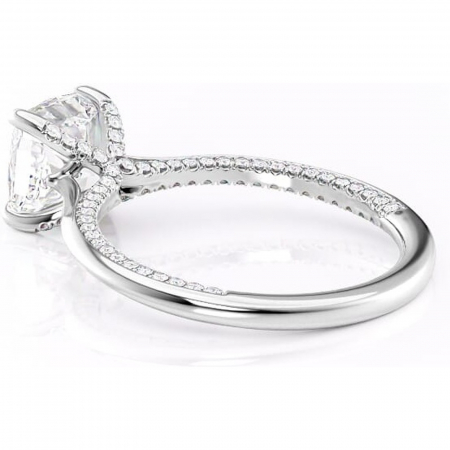 Inel de logodnă Mila din aur Alb 14kt cu moissanite tăietură pernă – Solitar rafinată pentru profil înalt | Personalizează și configurează gratuit online [4]