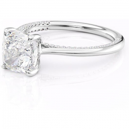 Inel de logodnă Mila din aur Alb 14kt cu moissanite tăietură pernă – Solitar rafinată pentru profil înalt | Personalizează și configurează gratuit online [6]