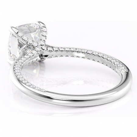 Inel de logodnă Mila din aur Alb 14kt cu moissanite tăietură pernă – Solitar rafinată pentru profil înalt | Personalizează și configurează gratuit online [3]