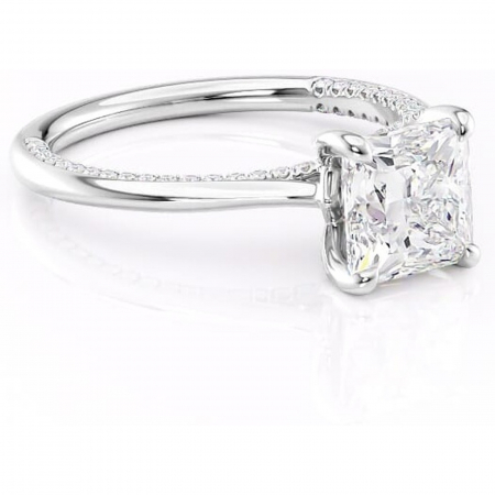 Princess - Inel de logodnă Mila din aur Alb 14kt cu moissanite tăietură princess – Solitar rafinată pentru profil înalt | Personalizează și configurează gratuit online