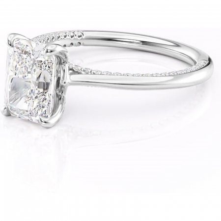 Inel de logodnă Mila din aur Alb 14kt cu moissanite tăietură radiantă – Solitar rafinată pentru profil înalt | Personalizează și configurează gratuit online [6]