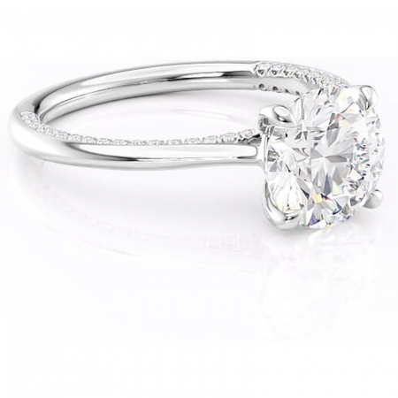 Solitaire - Inel de logodnă Mila din aur Alb 14kt cu moissanite tăietură rotundă – Solitar rafinată pentru profil înalt | Personalizează și configurează gratuit online