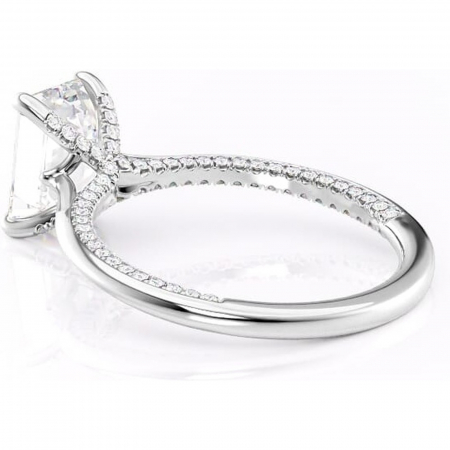 Inel de logodnă Mila din aur Alb 14kt cu moissanite tăietură smarald – Solitar rafinată pentru profil înalt | Personalizează și configurează gratuit online [4]