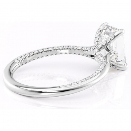 Inel de logodnă Mila din aur Alb 14kt cu moissanite tăietură smarald – Solitar rafinată pentru profil înalt | Personalizează și configurează gratuit online [2]