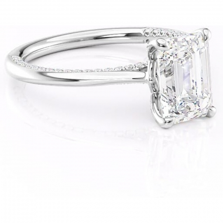 14K - Inel de logodnă Mila din aur Alb 14kt cu moissanite tăietură smarald – Solitar rafinată pentru profil înalt | Personalizează și configurează gratuit online