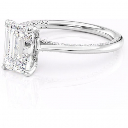 Inel de logodnă Mila din aur Alb 14kt cu moissanite tăietură smarald – Solitar rafinată pentru profil înalt | Personalizează și configurează gratuit online [6]