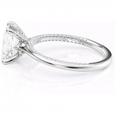 Inel de logodnă Mila din aur Alb 14kt cu moissanite tăietură smarald – Solitar rafinată pentru profil înalt | Personalizează și configurează gratuit online [5]