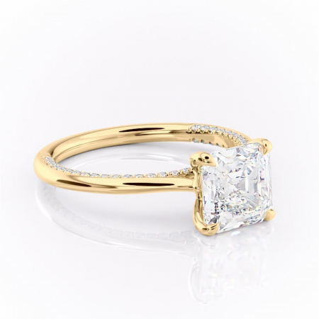 Asscher - Inel de logodnă Mila din aur Galben 18kt cu moissanite tăietură asscher – Solitar rafinată pentru profil înalt | Personalizează și configurează gratuit online