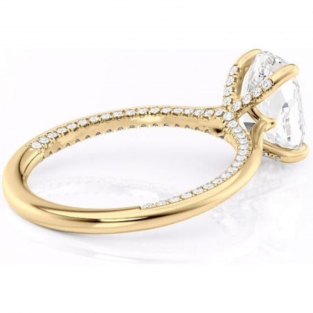 Inel de logodnă Mila din aur Galben 14kt cu moissanite tăietură ovală – Solitar rafinată pentru profil înalt | Personalizează și configurează gratuit online [2]