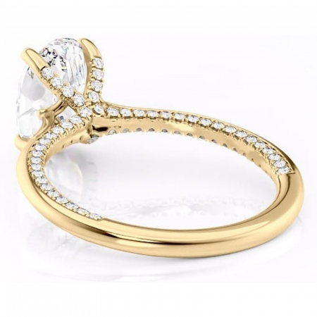 Inel de logodnă Mila din aur Galben 14kt cu moissanite tăietură ovală – Solitar rafinată pentru profil înalt | Personalizează și configurează gratuit online [3]