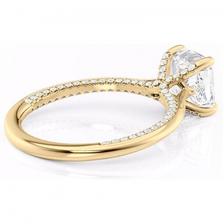 Inel de logodnă Mila din aur Galben 14kt cu moissanite tăietură pernă – Solitar rafinată pentru profil înalt | Personalizează și configurează gratuit online [2]