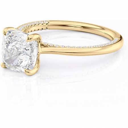 Inel de logodnă Mila din aur Galben 14kt cu moissanite tăietură pernă – Solitar rafinată pentru profil înalt | Personalizează și configurează gratuit online [6]