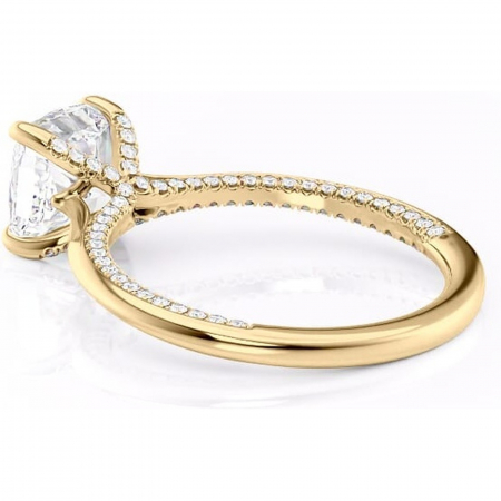 Inel de logodnă Mila din aur Galben 14kt cu moissanite tăietură pernă – Solitar rafinată pentru profil înalt | Personalizează și configurează gratuit online [4]