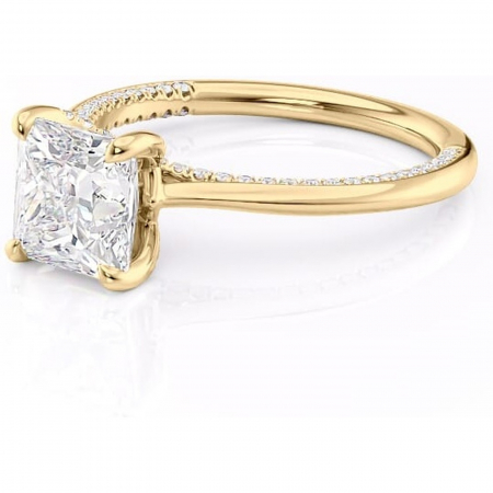 Inel de logodnă Mila din aur Galben 14kt cu moissanite tăietură princess – Solitar rafinată pentru profil înalt | Personalizează și configurează gratuit online [6]