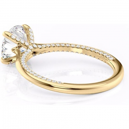 Inel de logodnă Mila din aur Galben 14kt cu moissanite tăietură rotundă – Solitar rafinată pentru profil înalt | Personalizează și configurează gratuit online [4]