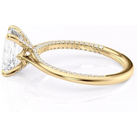 Inel de logodnă Mila din aur Galben 14kt cu moissanite tăietură smarald – Solitar rafinată pentru profil înalt | Personalizează și configurează gratuit online [5]