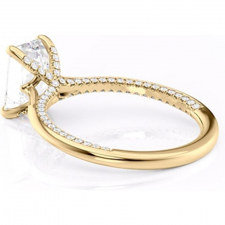 Inel de logodnă Mila din aur Galben 14kt cu moissanite tăietură smarald – Solitar rafinată pentru profil înalt | Personalizează și configurează gratuit online [4]